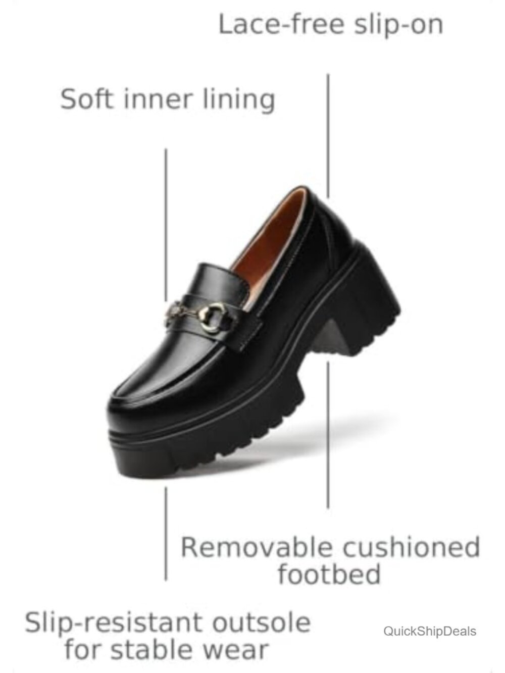 Women's Platform Loafers Comfy Penny Loafers Chunky Heel Slip-On - Picture 2 of 6